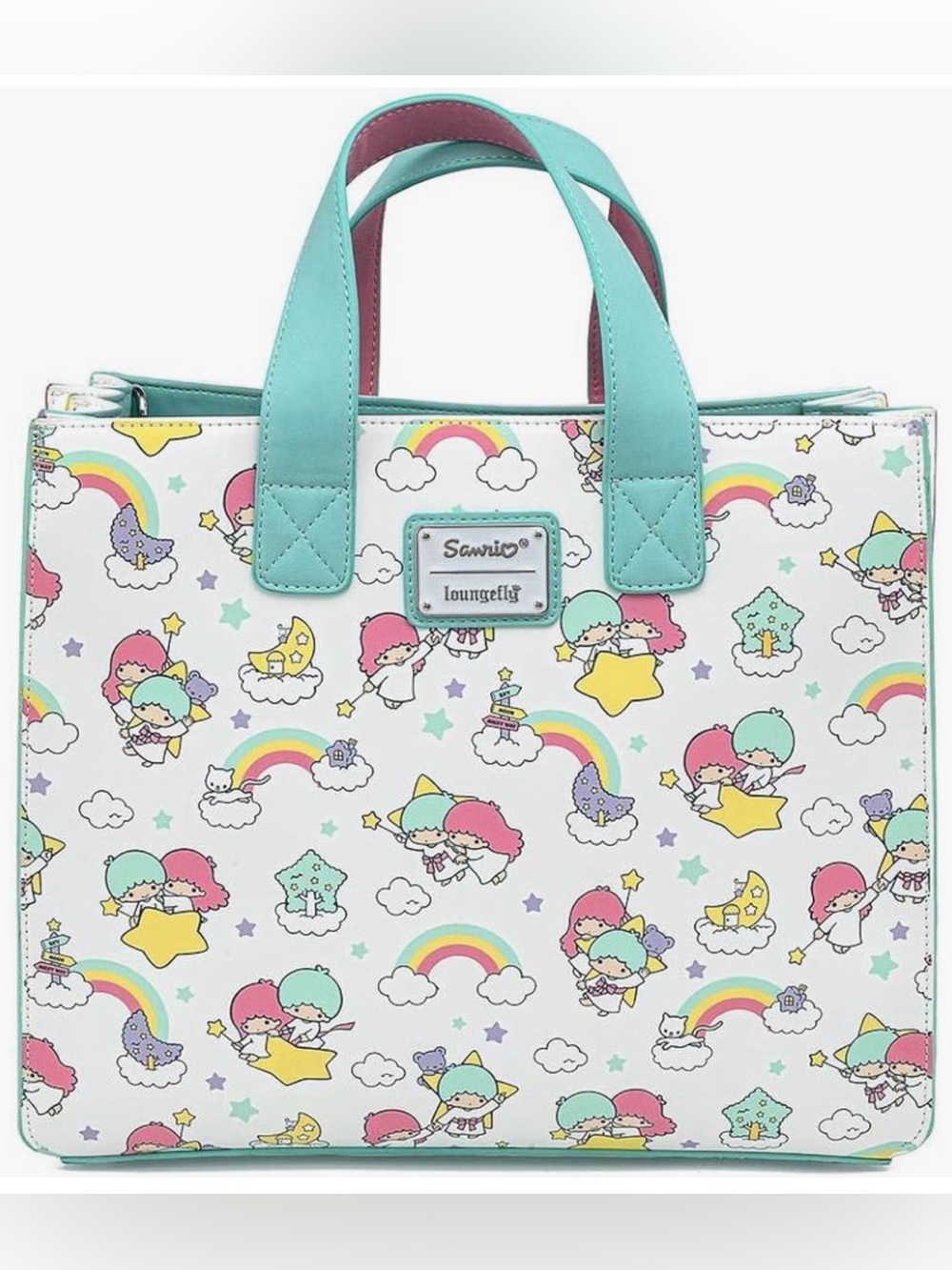 Sanrio x Loungefly Mint & White Kiki Lala Print Tote Bag
